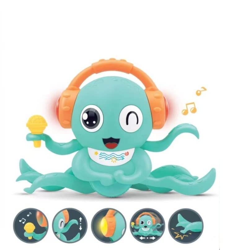 Battery Operated Magic Dance Crawling Octopus Vehicle Toy for Kid Boys Girls with Light & Sound (Color-as Shown).